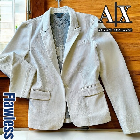 Super RARE 🔥 Armani Exchange Like NEW White Blazer Tailored, One Button, Satin - Picture 8 of 16